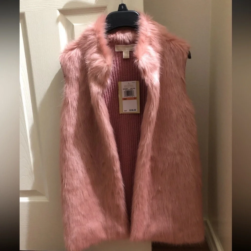 Michael Kors Blush Faux Fur Vest NWT 195.00